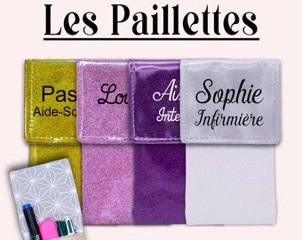 Et hop dans la poche - Pochette infirmière Pochette aimantée Pochette personnalisée Pochette soignant Pochette à crayons - UNIES PAILLETTES