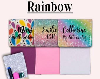 Magnetic and personalized pouch for nurse, carer, neck strap and XL pouch et hop dans la pochein the "Rainbow" pocket