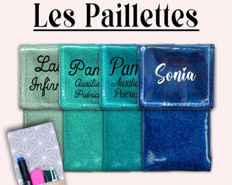 Et hop dans la poche - Pochette infirmière Pochette aimantée Pochette personnalisée Pochette soignant Pochette à crayons - UNIES PAILLETTES