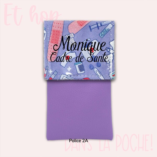 Et hop dans la poche - Pochette infirmière Pochette aimantée Pochette personnalisée Pochette soignant Pochette à crayons - MÉDICAL VIOLET