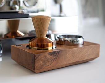 ROCKET ESPRESSO // Walnut Bottomless Portafilter Stand, By Wooden Athens