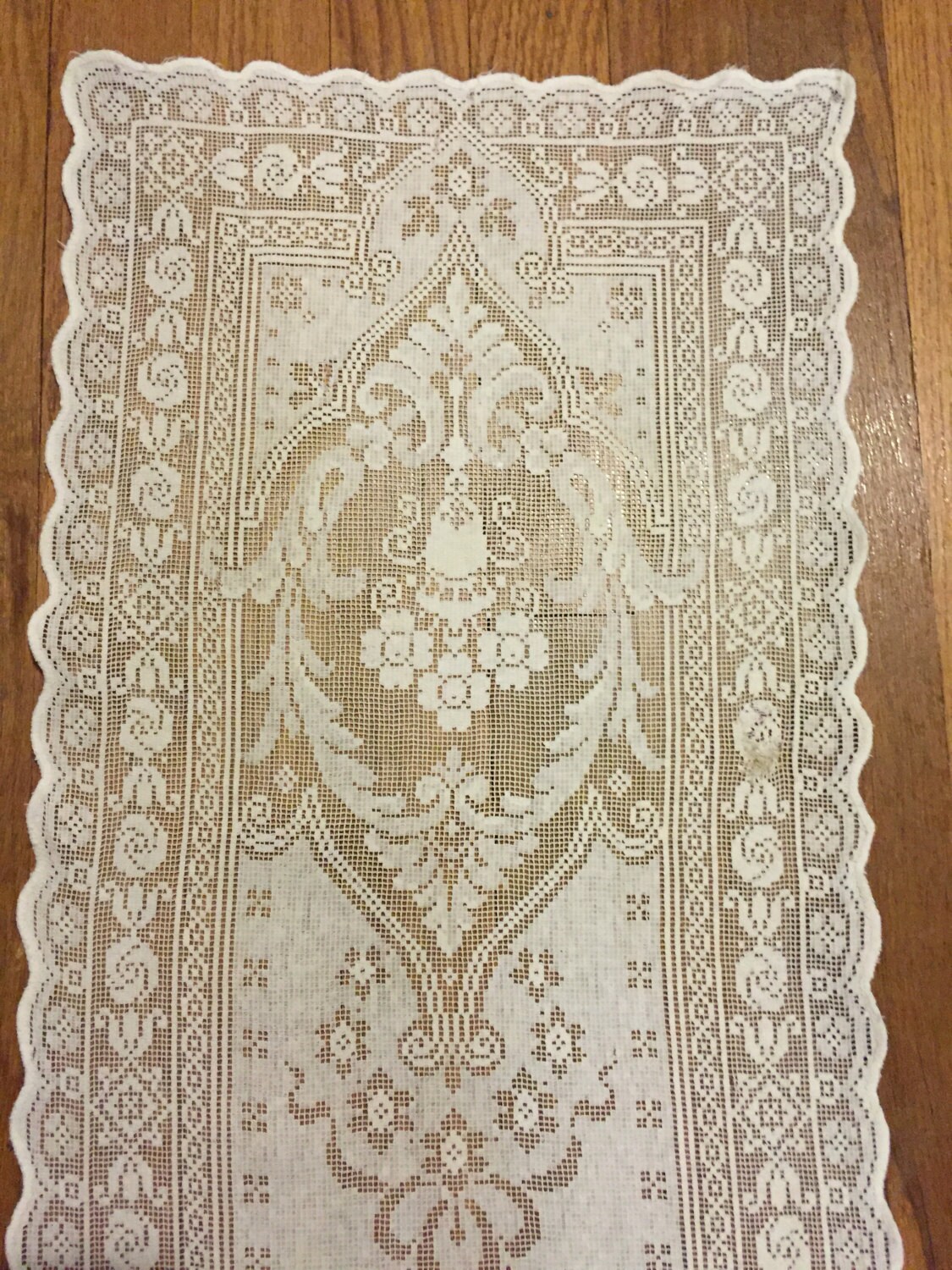 Table runner 56 x 12 lacy Victorian motif Etsy