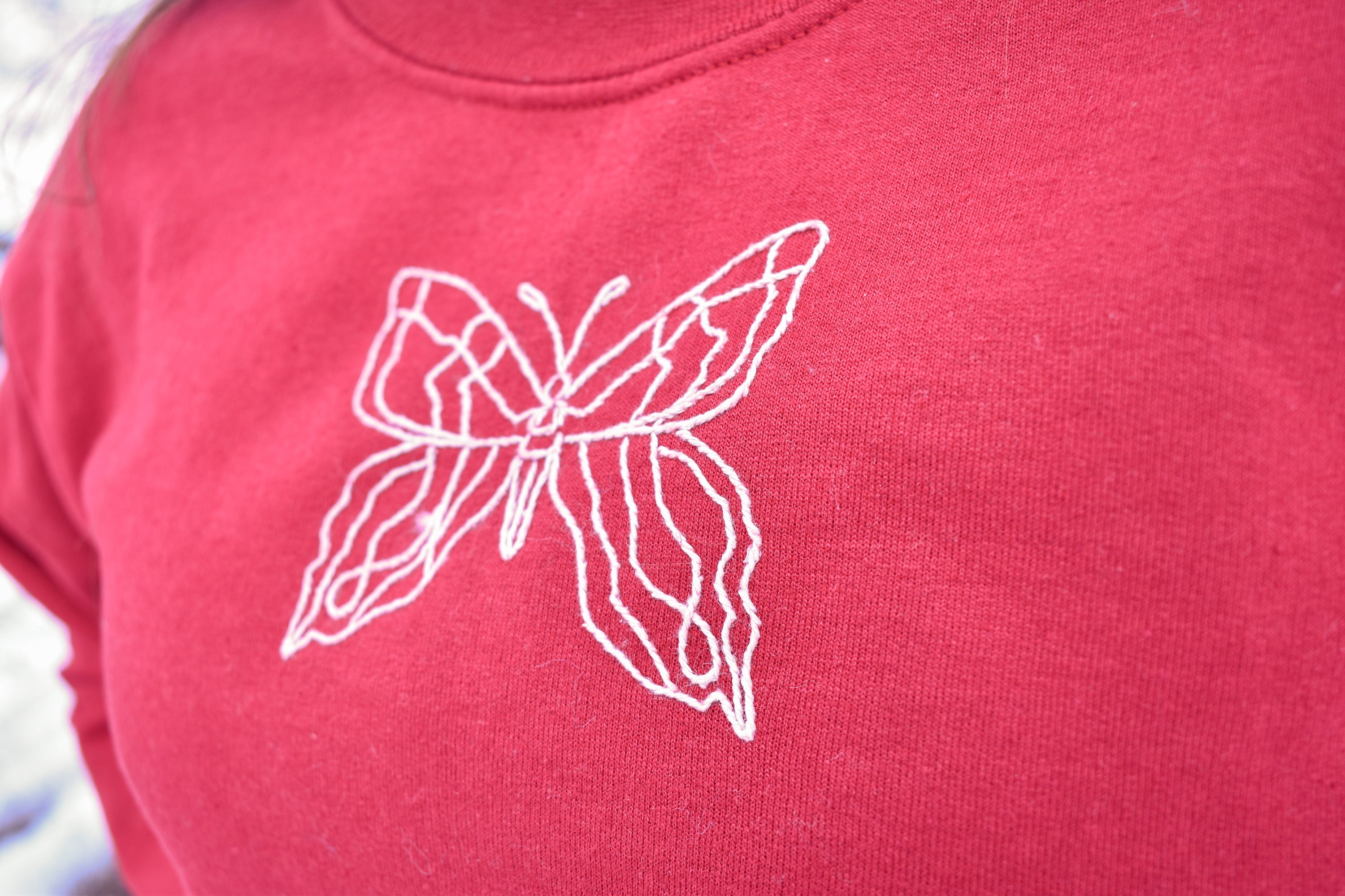 Embroidered Butterfly Sweatshirt Etsy UK