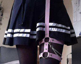 Pastelroze beenkousenband met ketting: Egirl Kawaii Harajuku Fashion