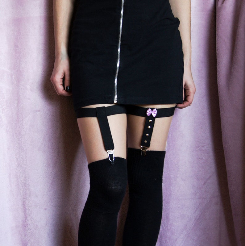Cute Goth Garters witch Studs and Bows 