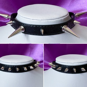 Spiked Faux Leather Goth Choker: Punk Collar with Studs