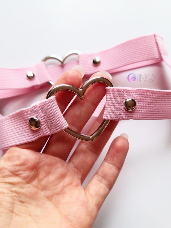 Pastel Goth Heart Leg Garter: Pink Egirl Studded Harness - Etsy
