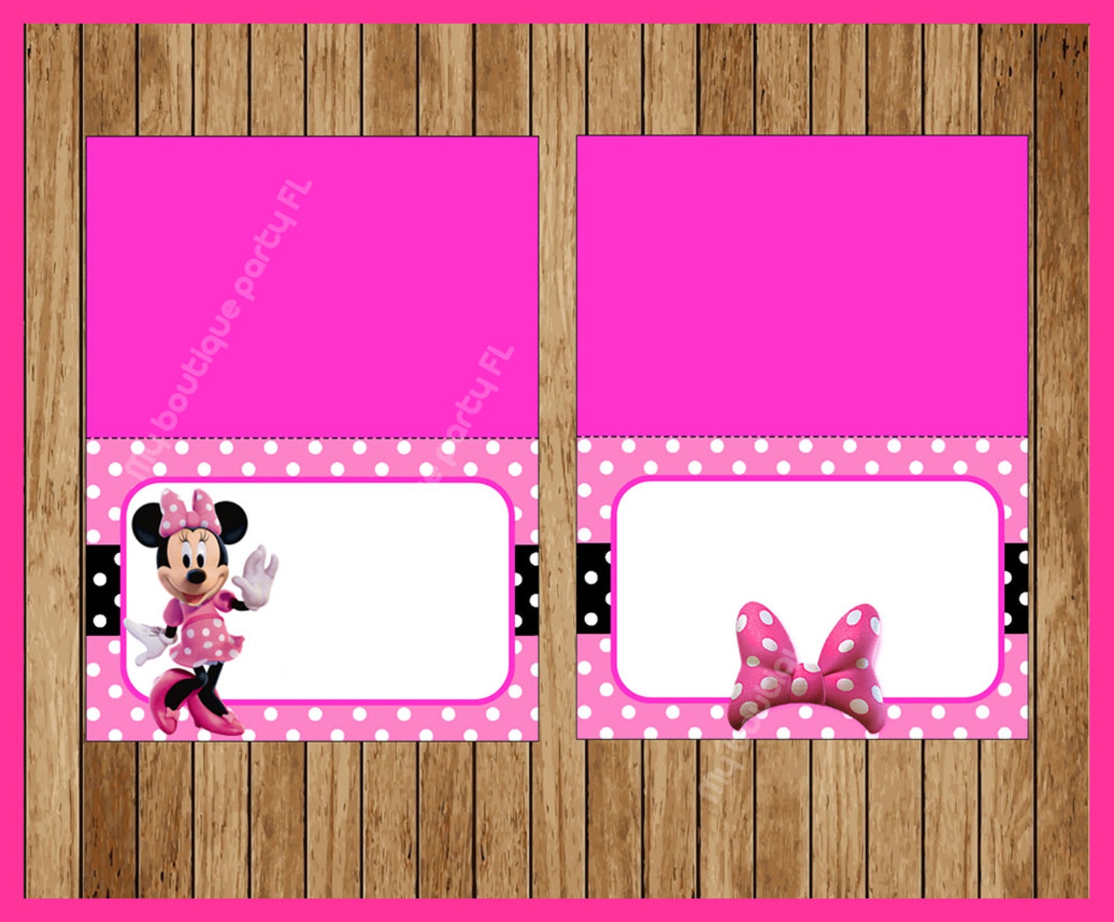 pink minnie mouse food tent cards instant download printable etsy