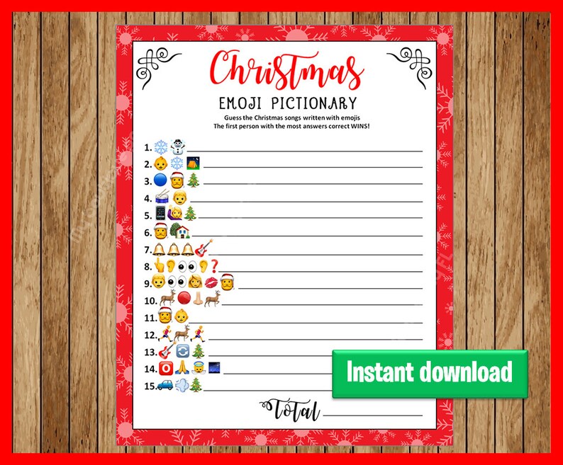 Christmas Songs EMOJI Pictionary Christmas Party Game - Etsy