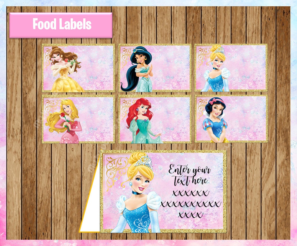 Disney Princess Food Labels Printable Princess Food Tent Etsy Disney Princess Food Labels Printable Princess Food Tent Etsy