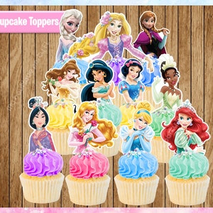 Princess Cupcake Toppers, Classic and New Princess's Cupcake Toppers, Printable Party Favors, PRINTABLE Instant Download