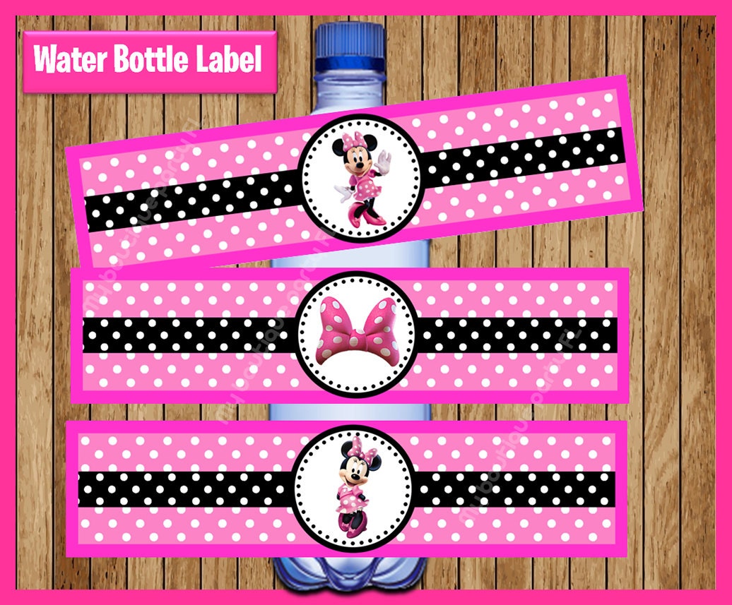 Minnie Mouse Bottle Labels ★ Instant Download | Editable Text