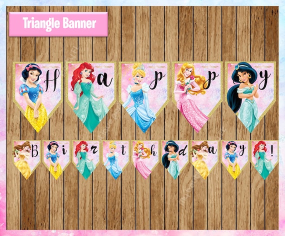 Disney Princess Banner Printable Princess Triangle Banner | Etsy