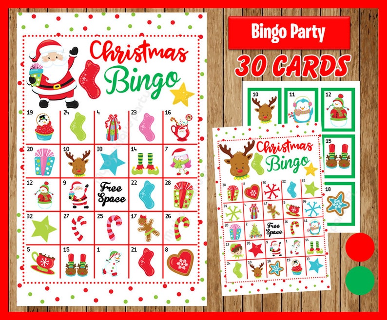 Printable 30 Christmas Bingo Cards Printable Christmas Bingo Etsy Uk