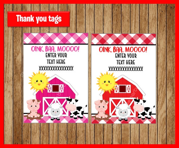 Farm Favor Bags Farm Favor Tags Farm Goody Bags Barnyard Party Etsy