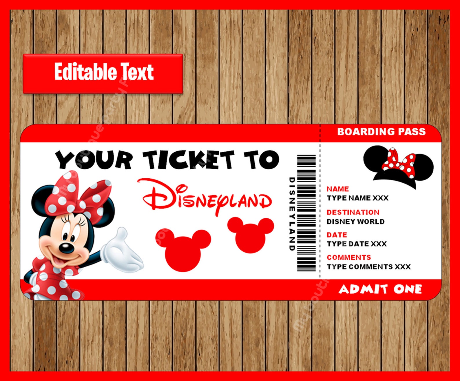 Free Printable Disneyland Ticket Template