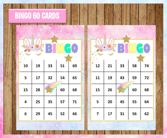 Unicorn 60 Cards instant download Printable Unicorn Bingo | Etsy