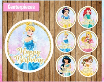 Princess centerpieces, Princess Printable centerpieces, Princess party centerpieces Instant download
