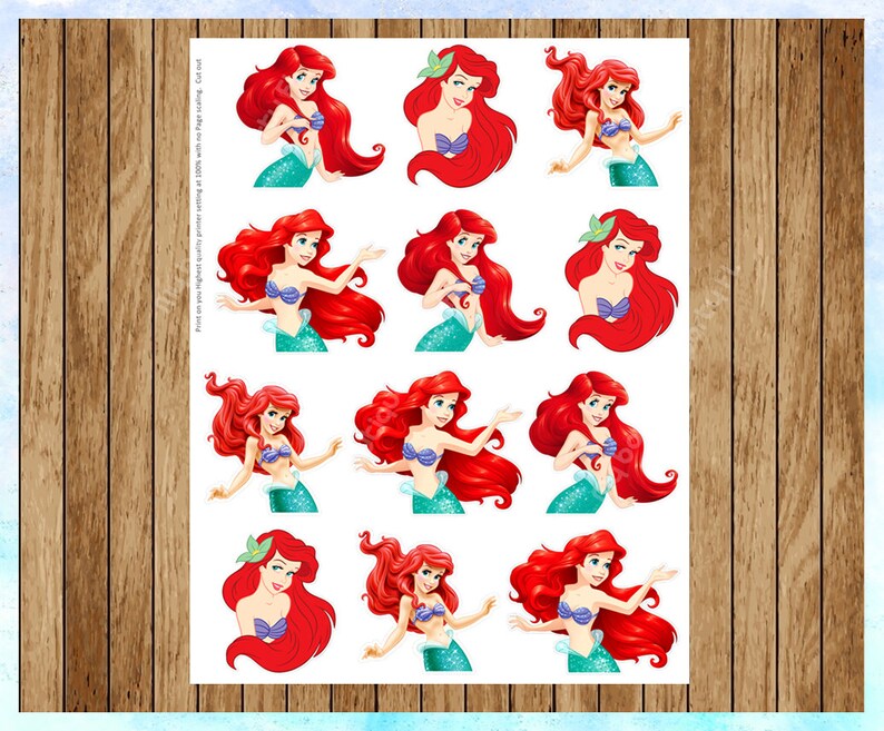 little-mermaid-ariel-cupcake-toppers-printable-instant-etsy