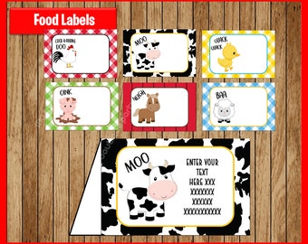 Farm Food Tents Farm Birthday Party Farm Birthday Barn Birthday Farm Food Tents, instant download, Editable, Personalized