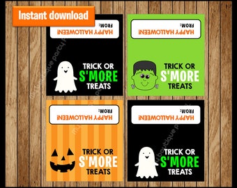 3x Trick Or S'more Leckereien! Halloween Leckerlibeutel Toppers für Halloween S'mores, Smores, S'mores, S'more INSTANT DOWNLOAD
