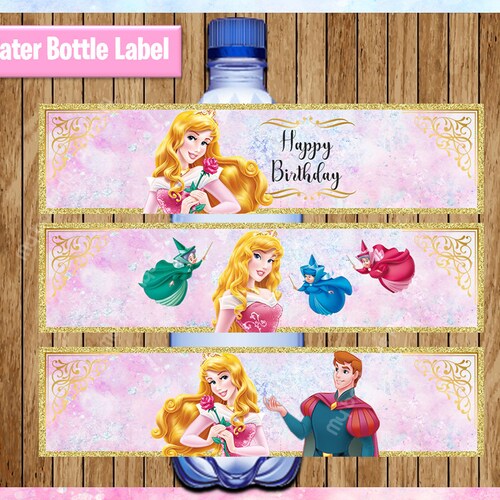 Princess Aurora Water Bottle Labels, Printable Disney Princess water labels, Sleeping Beauty party water labels Instant download