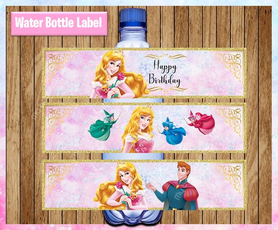 princess aurora water bottle labels printable disney princess etsy