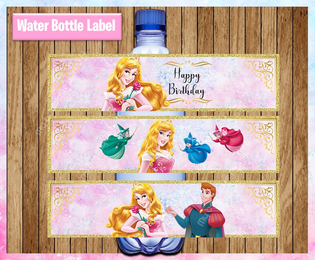 princess aurora water bottle labels printable disney princess etsy