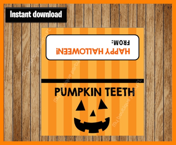 Pumpkin Teeth Halloween Bag Toppers - Halloween Bag Labels - Halloween Treat Bags - Halloween Treat Tags