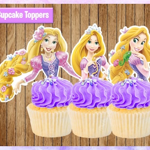 Rapunzel Cupcake Toppers, Tangled Cupcake Toppers, Printable Party ...