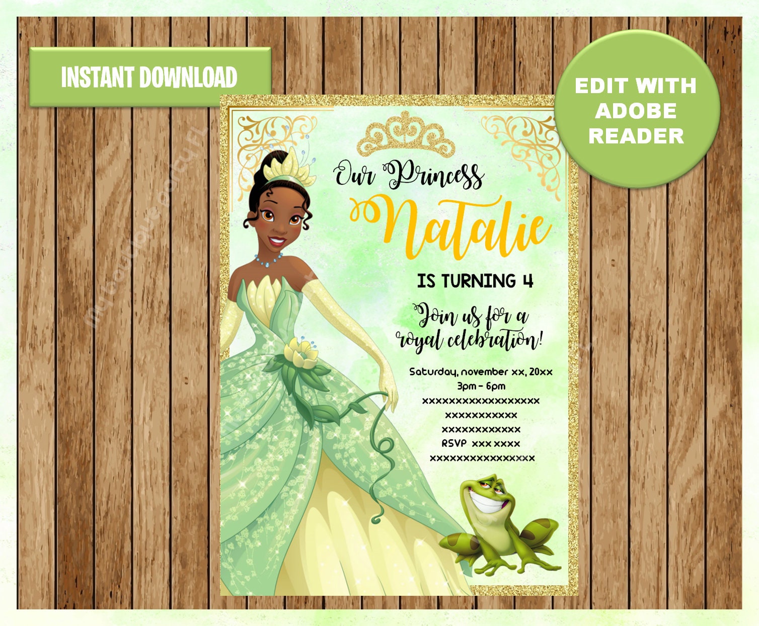 princess-tiana-party-invitation-the-princess-and-the-frog-etsy