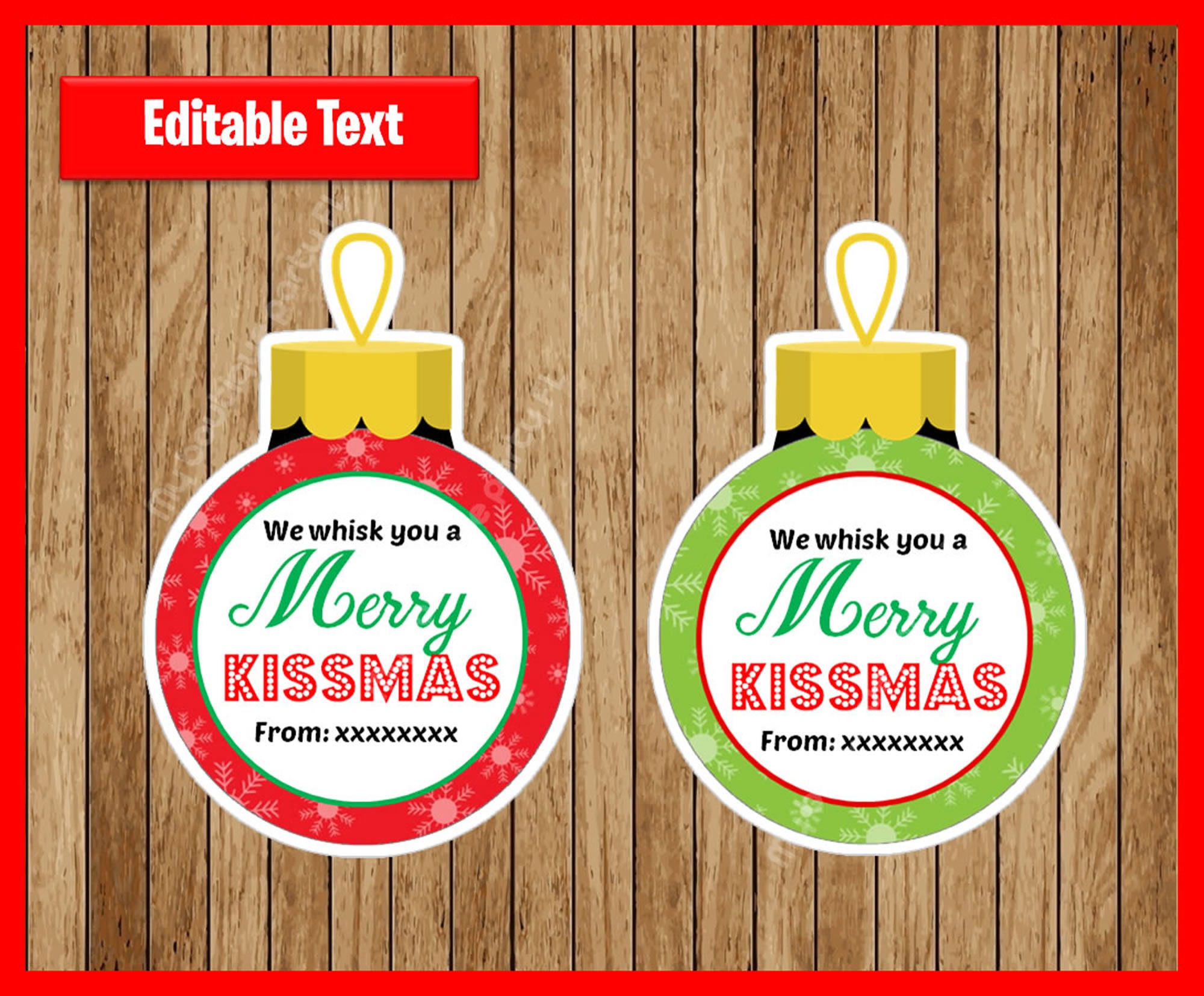 We Whisk you a Merry Kissmas tags Printable Christmas Etsy