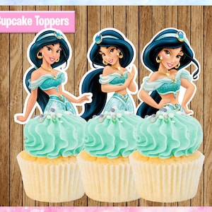 Princess Jasmine Cupcake Toppers, Aladdin Cupcake Toppers, Printable Party Favors, PRINTABLE Instant Download