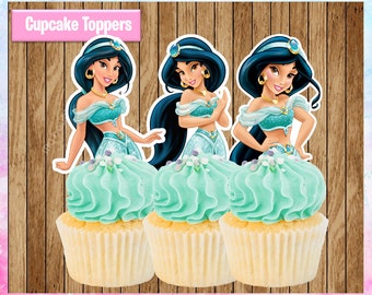Princess Jasmine Cupcake Toppers, Aladdin Cupcake Toppers, Printable Party Favors, PRINTABLE Instant Download