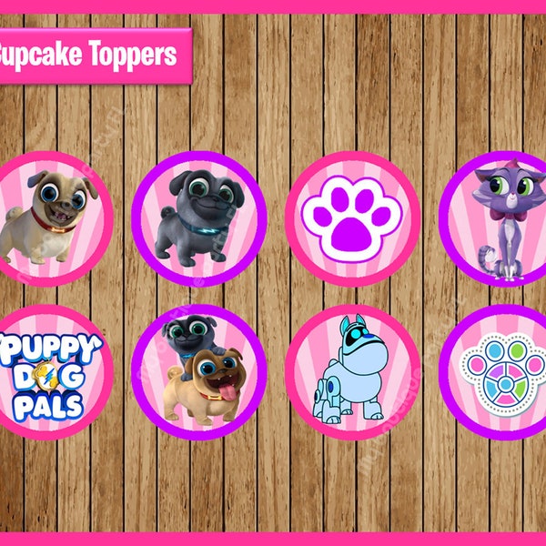 Puppy Dog Pals Toppers instant download, Printable Puppy Dog Pals party cupcakes Topper, Puppy Dog Pals cupcakes toppers