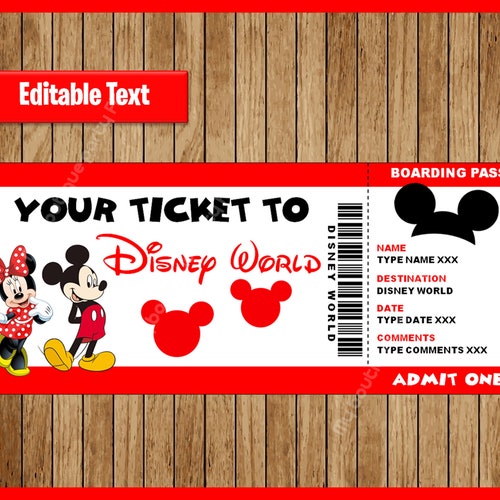 Printable Ticket to Disneyworld Surprise Trip Birthday Gift - Etsy
