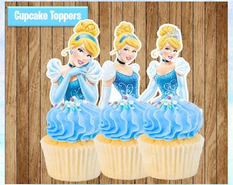 Toppers Cupcake Principessa Cenerentola, Toppers Cupcake, Bomboniere stampabili, Download istantaneo STAMPABILE