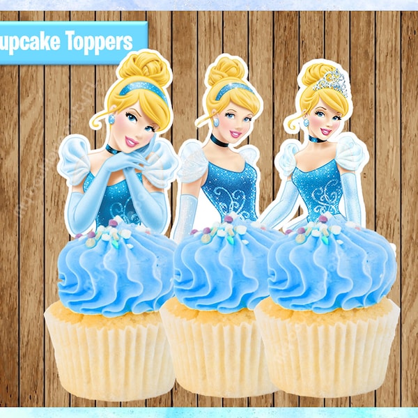 Princess Cinderella Cupcake Toppers, Cupcake Toppers, Printable Party Favors, PRINTABLE Instant Download