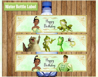 Princess Tiana Water Bottle Labels, Printable Princess water labels, The Princess and the Frog party water labels Instant download