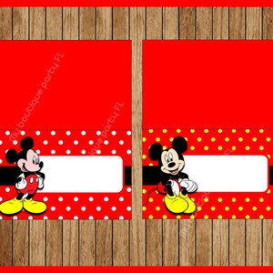Mickey Mouse Food Tent Cards Instant Download, Printable Red Mickey ...