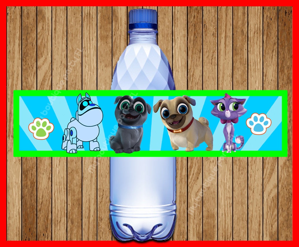 Puppy Dog Pals Water Bottle Label instant download Printable | Etsy