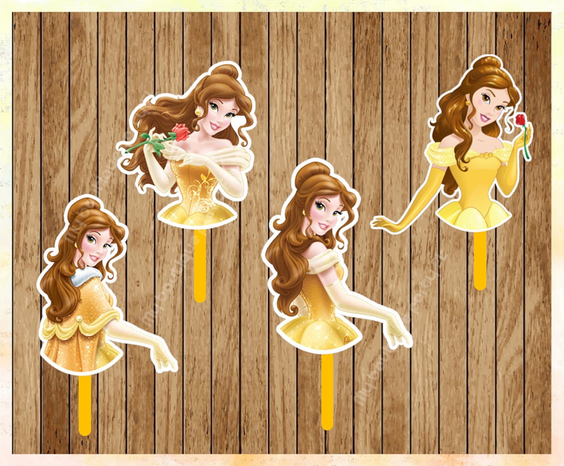 Princess Belle Cupcake Toppers Beauty &amp; the Beast Cupcake - Etsy