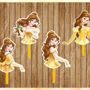 Princess Belle Cupcake Toppers, Beauty &amp; the Beast Cupcake Toppers ...