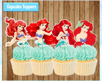 Little Mermaid, Ariel Cupcake Toppers, PRINTABLE INSTANT DOWNLOAD