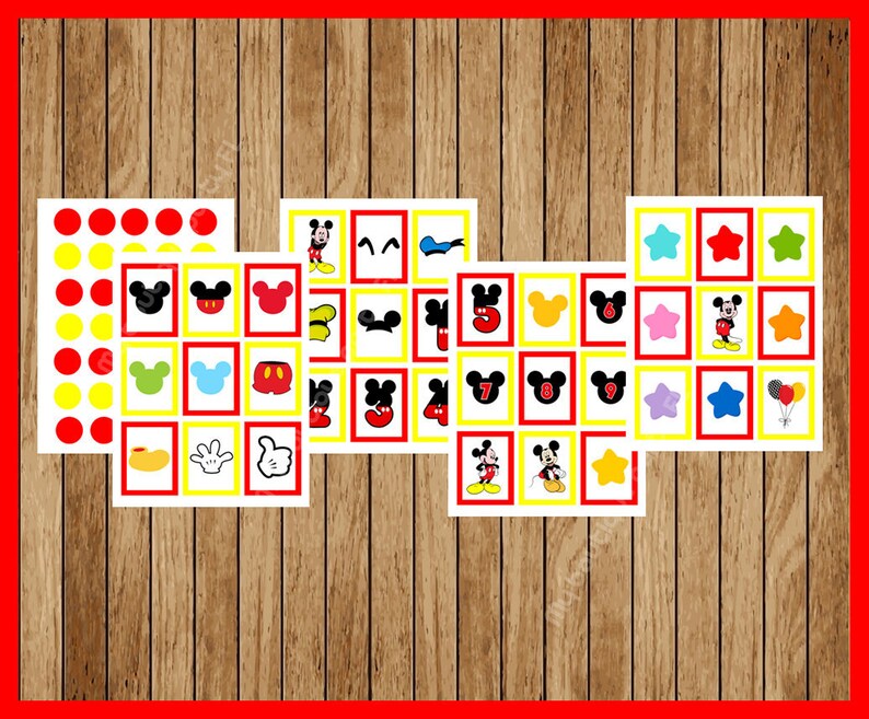 Mickey Mouse Bingo Game Printable 20 different Cards | Etsy