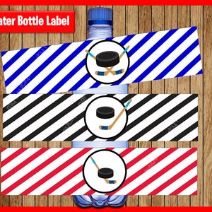 Eishockey-Etiketten für Wasserflaschen; Ausdruckbare Eishockey Etiketten, Eishockey Party Wasserflasche zum sofortigen Download