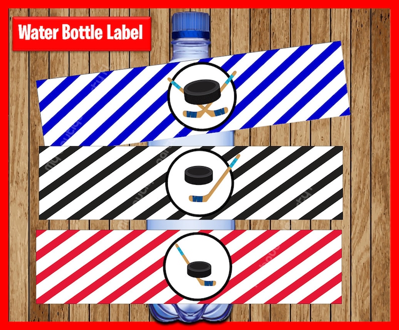 Hockey water bottle labels printable Hockey labels Hockey Etsy México