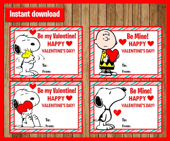 Charlie Brown Happy Valentine's Day Cards instant | Etsy