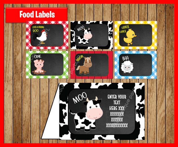 Food Signs Farm Party Farm Birthday Decorations Food Tents Farm Birthday Party Printables Bottle Labels Instant download