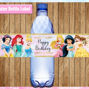 Disney Princess Water Bottle Labels, Printable Princess water labels, Disney Princess party water labels Instant download
